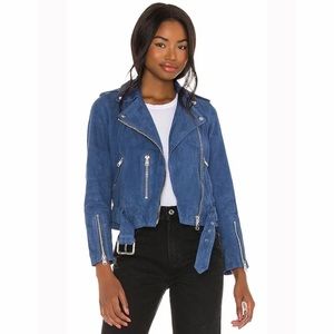 NWOT All Saints Balfern Blue Suede Jacket - Size 4